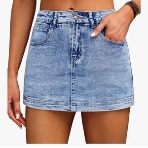 Stylish Blue Denim Mini Skort